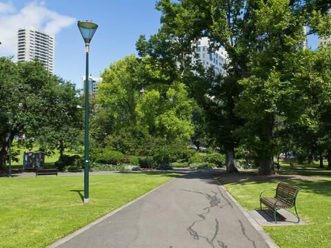 Trees and a path in the Flagstaff Gardens, Melbourne